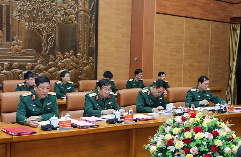 View -  Bộ trưởng và lãnh đạo Bộ Quốc phòng làm việc với Bộ Tổng Tham mưu 