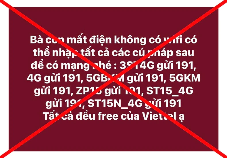 Viettel khuyến cáo các thông tin kêu gọi người dân nhập các cú pháp để có mạng khi bị mất tín hiệu wifi là thông tin không chính xác.