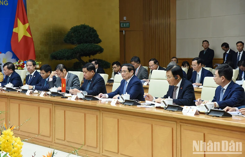 [Ảnh] Thủ tướng Phạm Minh Chính và Thủ tướng Lào đồng chủ trì kỳ họp lần thứ 46 Ủy ban liên Chính phủ về hợp tác song phương ảnh 3