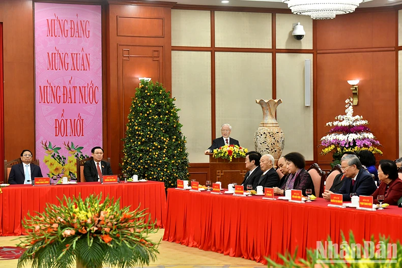 Tổng Bí thư Nguyễn Phú Trọng chúc Tết các đồng chí lãnh đạo, nguyên lãnh đạo Đảng, Nhà nước ảnh 2