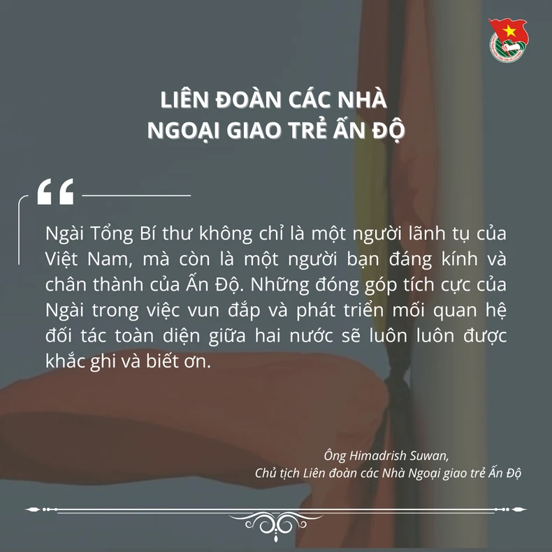 Các tổ chức thanh niên trên thế giới gửi lời chia buồn Tổng Bí thư Nguyễn Phú Trọng từ trần ảnh 10