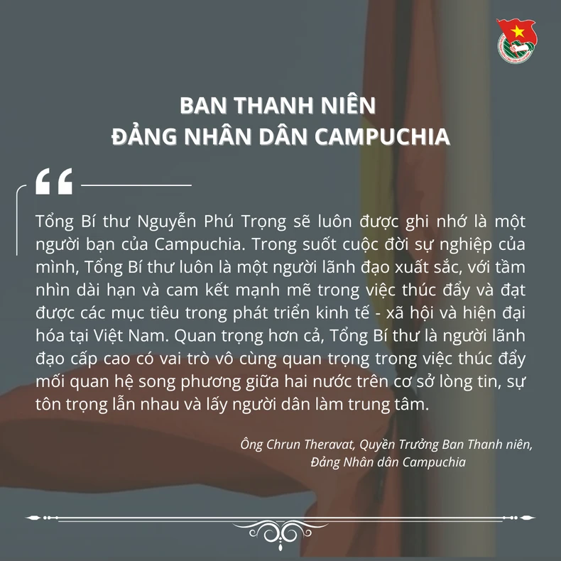 Các tổ chức thanh niên trên thế giới gửi lời chia buồn Tổng Bí thư Nguyễn Phú Trọng từ trần ảnh 3