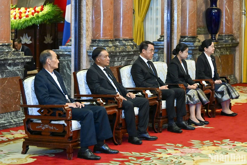 Chủ tịch nước Lương Cường tiếp Phó Chủ tịch nước Lào Pany Yathotou ảnh 3