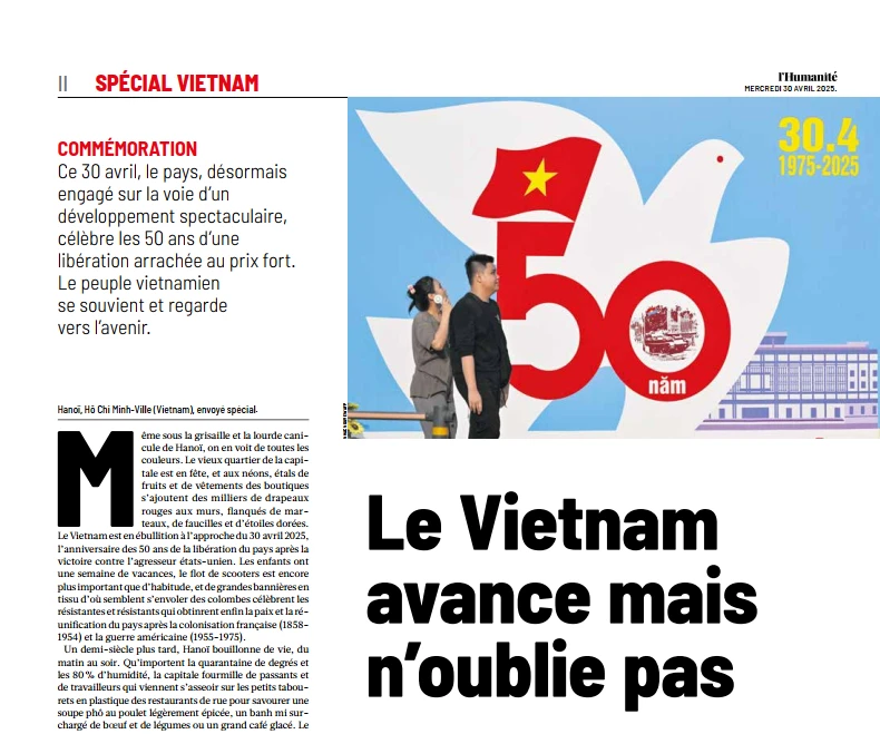 Báo Nhân đạo của Pháp tôn vinh 50 năm Chiến thắng 30/4 và công cuộc phát triển đất nước Việt Nam ảnh 2