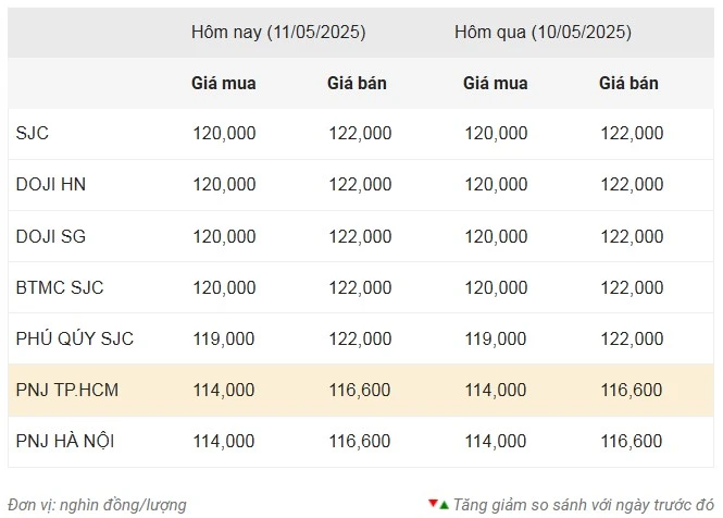 Giá vàng ngày 11/5: Vàng miếng SJC quay lại mức 122 triệu đồng/lượng ảnh 1