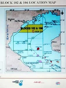 Vị trí mỏ dầu mới phát hiện ở vịnh Bắc Bộ.