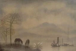 Tranh lụa của Phạm Thanh Liêm.
