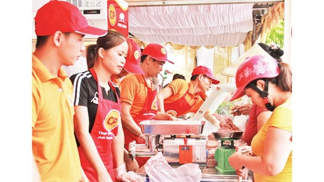  Quầy bán thịt heo tại cửa hàng thực phẩm CP food ở quận 10, TP Hồ Chí Minh.