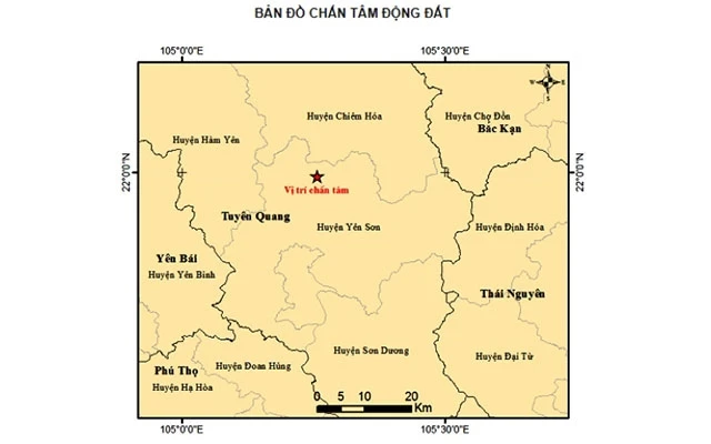 Động đất 3,3 độ richter tại Tuyên Quang