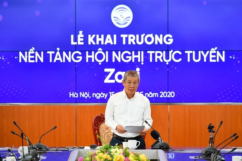 Thứ trưởng Nguyễn Thành Hưng phát biểu tại lễ khai trương.