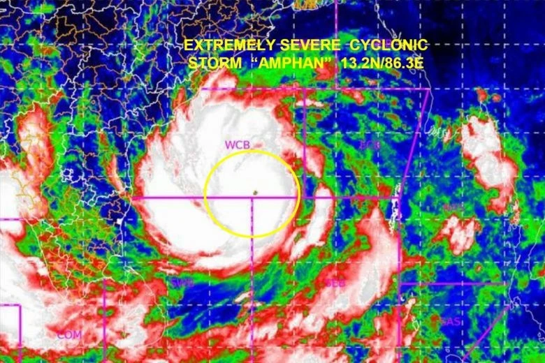 Hình ảnh vệ tinh của cơn bão dự kiến đổ bộ vào Ấn Độ ngày 20-5 (Ảnh: INDIA METEOROLOGICAL DEPARTMENT)
