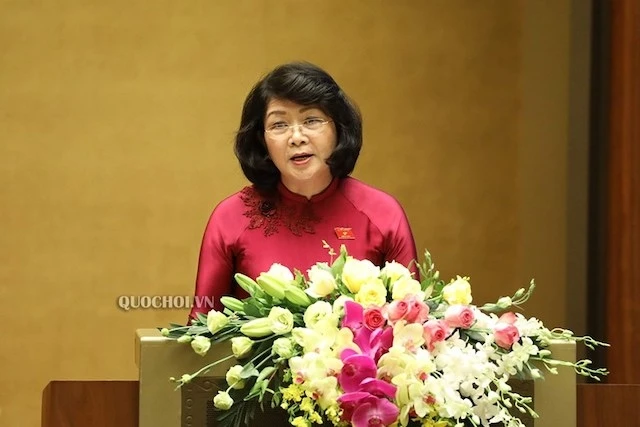Phó Chủ tịch nước Đặng Thị Ngọc Thịnh tại Kỳ họp thứ chín, Quốc hội khoá XIV ngày 20-5