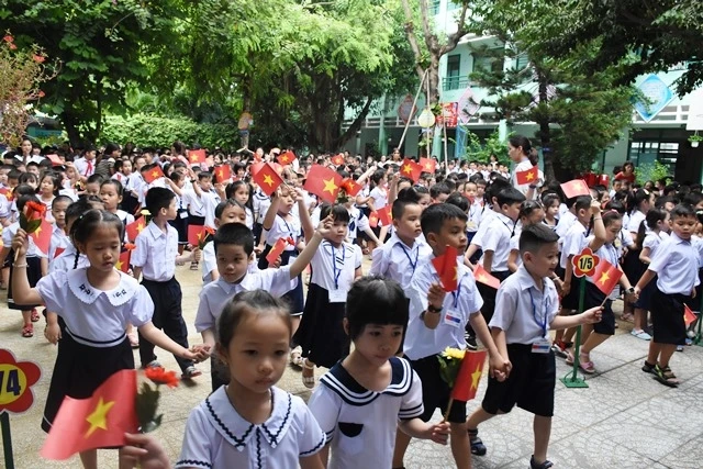 Học sinh Trường Tiểu học Núi Thành, quận Hải Châu, TP Đà Nẵng. (Ảnh: TRÚC ANH)