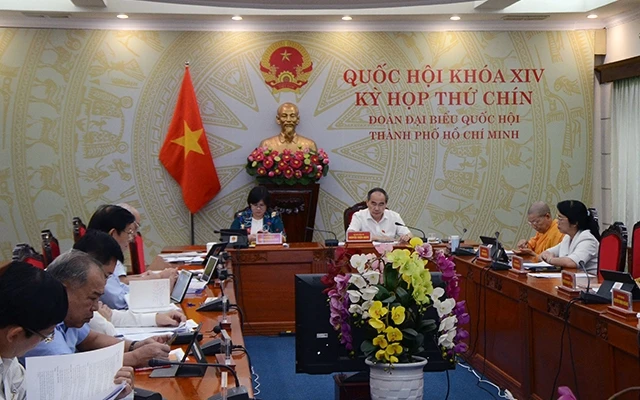  Ðoàn đại biểu Quốc hội TP Hồ Chí Minh họp trực tuyến sáng 25-5. Ảnh: Quý Hiền