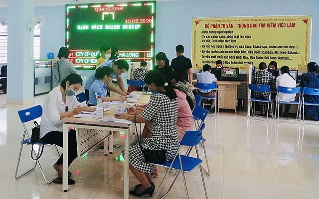 Người lao động tìm hiểu thông tin tại Trung tâm Dịch vụ việc làm Quảng Ninh.