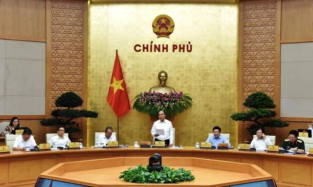 Thủ tướng Nguyễn Xuân Phúc phát biểu tại phiên họp Chính phủ thường kỳ tháng 5.