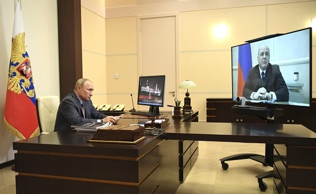 Tổng thống Nga V. Putin tại cuộc họp với ông Mishustin. (Ảnh: Kremlin.ru)
