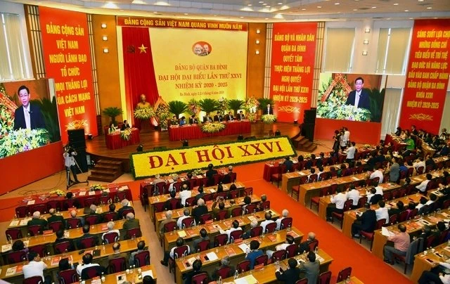 Quang cảnh Đại hội đại biểu lần thứ XXVI Đảng bộ quận Ba Đình nhiệm kỳ 2020-2025.