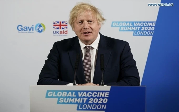 Thủ tướng Anh B.Johnson phát biểu khai mạc Hội nghị thượng đỉnh vaccine toàn cầu 2020. (Ảnh: Tân Hoa xã)