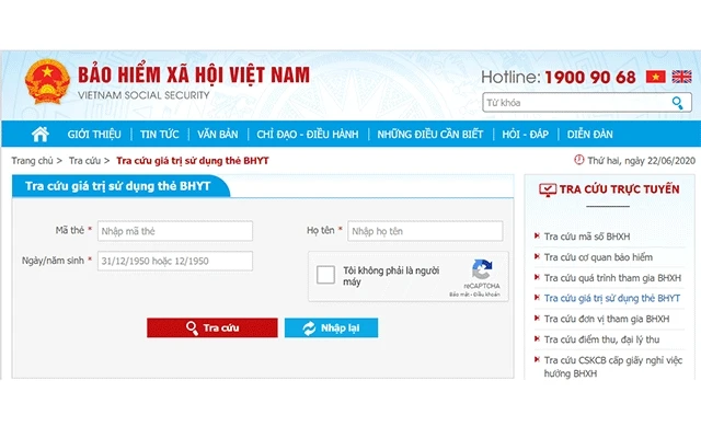 Người dân có thể tự tra cứu trực tuyến thông tin về thẻ bảo hiểm y tế từ website của Bảo hiểm xã hội Việt Nam. 