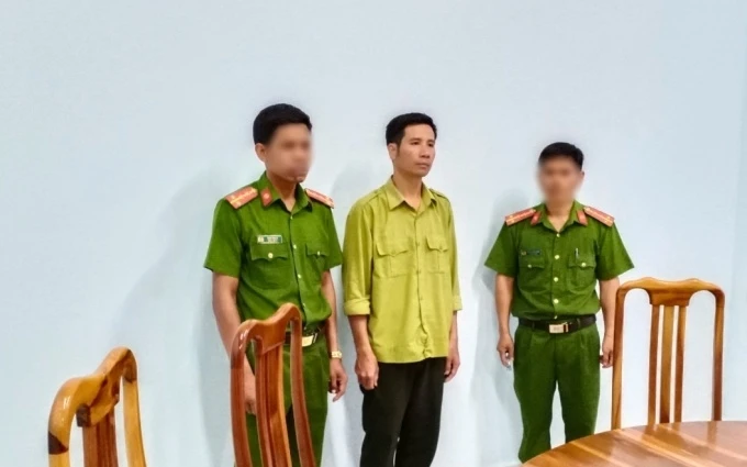 Đối tượng Lê Hữu Đức bị Công an huyện Kbang bắt giữ.