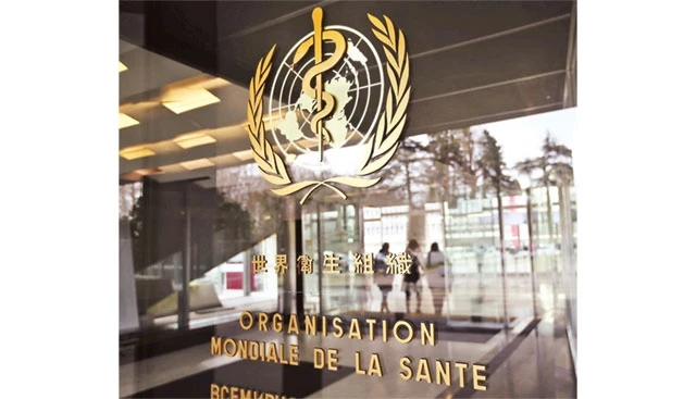Logo bên ngoài tòa nhà của WHO ở Geneva, Thụy Điển.