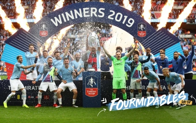 Manchester City đánh bại Watford 6-0 đề giành chức vô địch FA Cup 2018/19. (Ảnh: BBC)