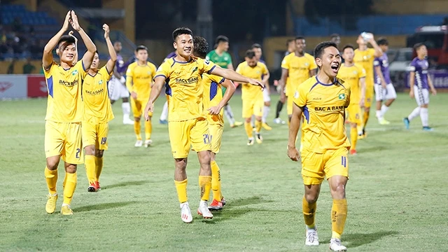 Sức trẻ cùng niềm khát khao chiến thắng đã giúp Sông Lam Nghệ An có kết quả tốt ở những vòng đầu V.League 2020. Ảnh: LÊ MINH