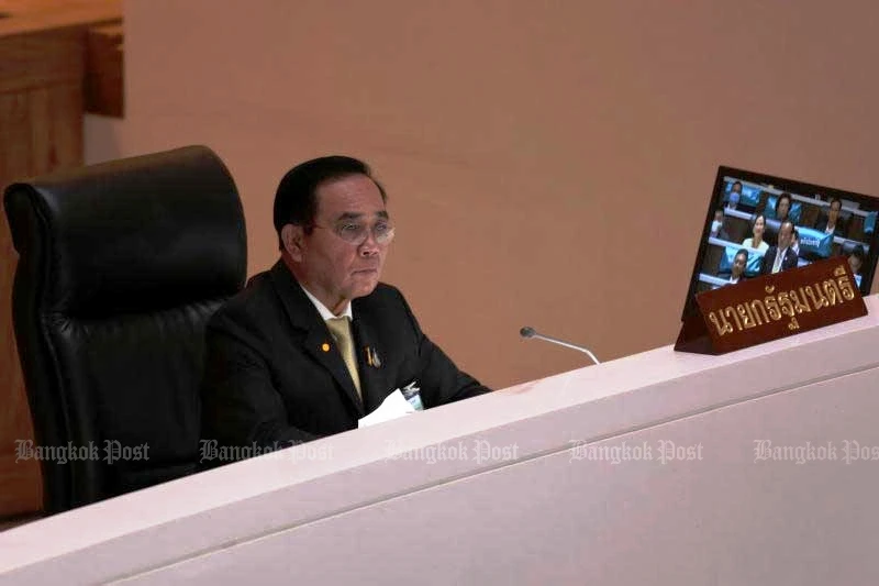 Thủ tướng Prayut Chan-o-cha dự lần đọc thứ nhất 2021 tại Hạ viện. (Ảnh: Bangkok Post)