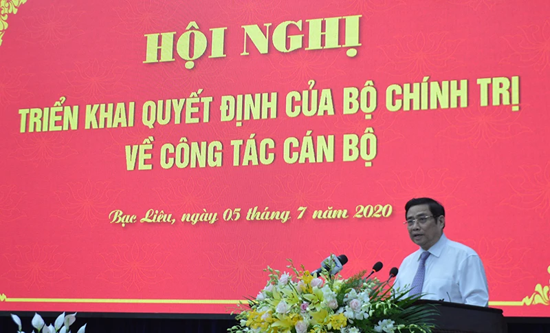 Đồng chí Phạm Minh Chính phát biểu tại hội nghị.
