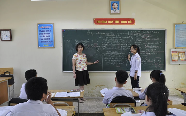 Giờ ôn tập của học sinh Trường THCS Dương Xá (Gia Lâm, Hà Nội).