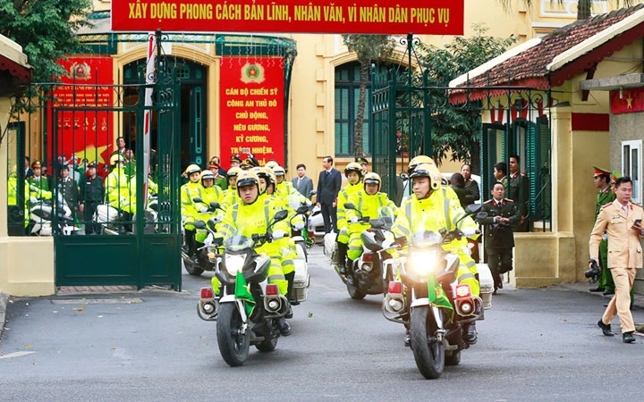 Lực lượng Cảnh sát giao thông Hà Nội ra quân bảo vệ Hội nghị cấp cao Mỹ - Triều Tiên.
