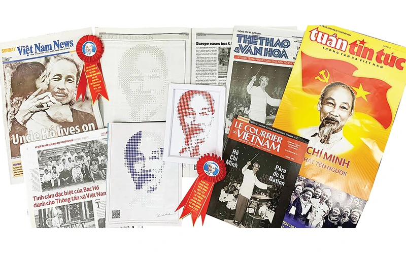 Các báo in tham gia triển khai ý tưởng tạo lá cờ Tổ quốc và vẽ chân dung Chủ tịch Hồ Chí Minh.