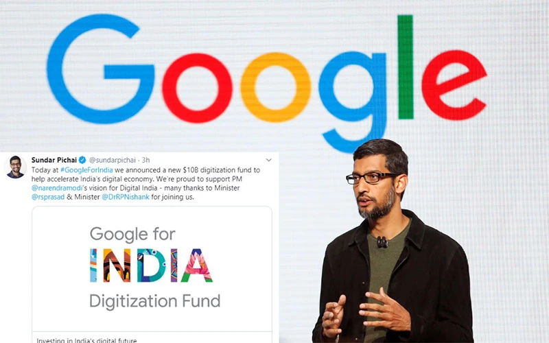 Sundar Pichai, Giám đốc điều hành của Google đã công bố quỹ đầu tư 10 tỷ USD tại thị trường Ấn Độ.