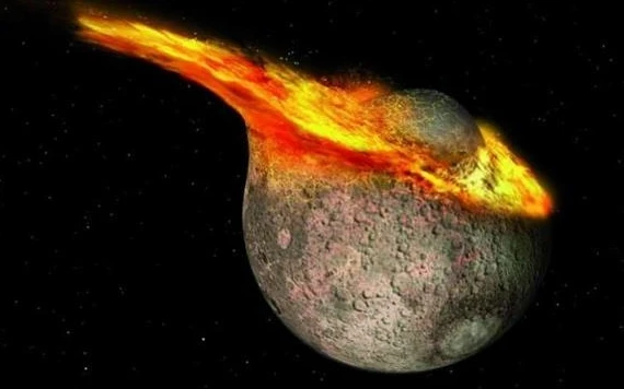 Hình ảnh mô tả cho thấy mặt trăng được hình thành từ một vụ va chạm xảy ra gần đây hơn so với các nhà khoa học dự đoán. Ảnh: Ron Miller.