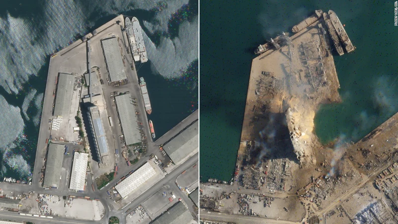 Ảnh vệ tinh trước và sau vụ nổ ở Lebanon
