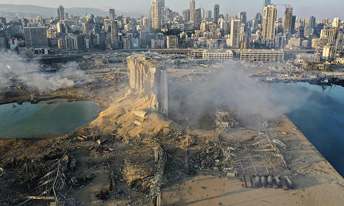 Hiện trường vụ nổ tại Beirut ngày 4-8. (Ảnh: AP)