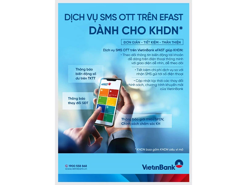 Triển khai dịch vụ nhận thông báo qua app VietinBank eFAST