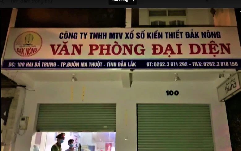 Văn phòng đại diện của Công ty TNHH MTV xổ số kiến thiết Đắk Nông tại TP Buôn Ma Thuột, nơi nhóm nam, nữ tổ chức ăn nhậu trong thời gian cách ly xã hội.