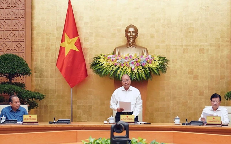 Thủ tướng Nguyễn Xuân Phúc phát biểu ý kiến tại Hội nghị. Ảnh: TRẦN HẢI 