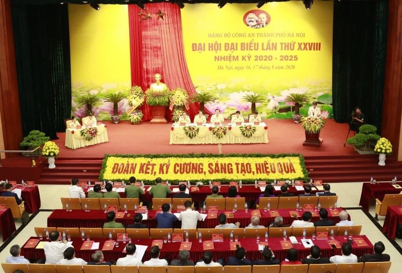Quang cảnh Đại hội đại biểu lần thứ 28 Đảng bộ Công an TP Hà Nội, nhiệm kỳ 2020-2025.