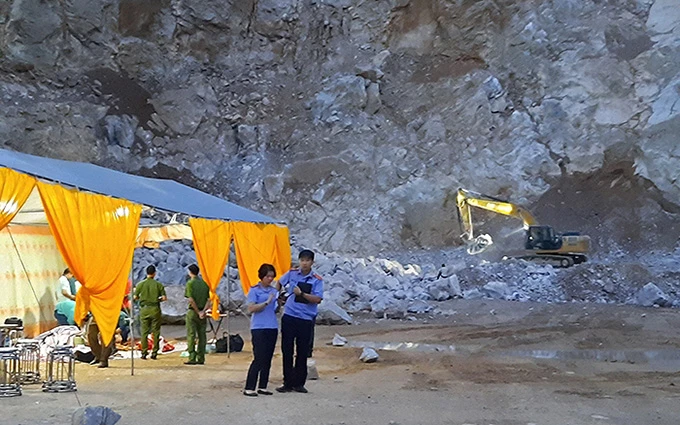 Hiện trường vụ tai nạn lao động tại khu vực khai thác mỏ đá của Công ty Hoàng Anh ở xã Na Ư, huyện Điện Biên, tỉnh Điện Biên ngày 1-6-2020 (Ảnh minh họa: Lê Lan).