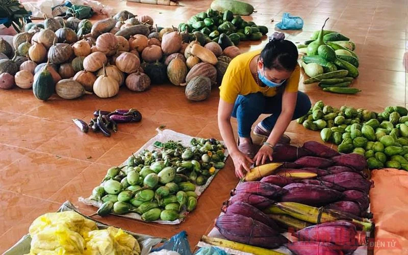 Đồng bào huyện Nam Trà My gom góp thực phẩm tặng người dân vùng dịch.