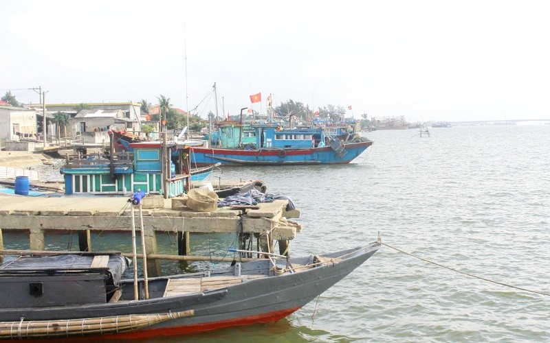 Nhiều tàu thuyền của huyện Gio Linh về trú bão an toàn.