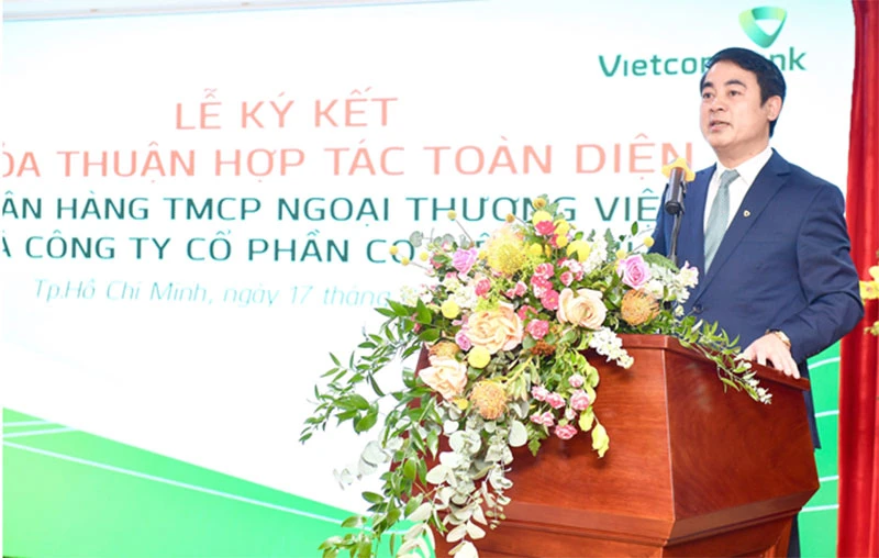 Ông Nghiêm Xuân Thành – Chủ tịch Hội đồng quản trị Vietcombank phát biểu tại buổi lễ.