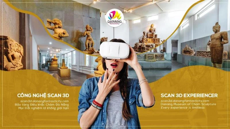 Thí điểm trải nghiệm scan 3D tại Bảo tàng Điêu khắc Chăm Đà Nẵng.