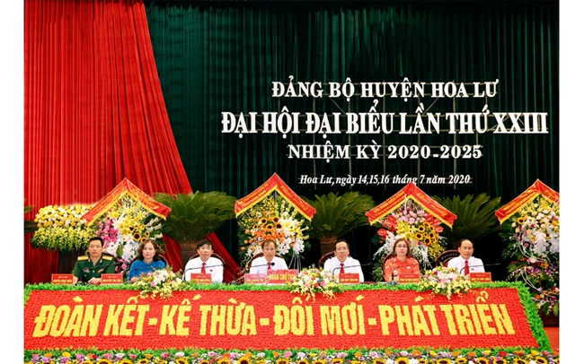 Quang cảnh Đại hội Đảng bộ huyện Hoa Lư lần thứ 23, nhiệm kỳ 2020-2025.