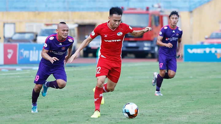 CLB Viettel có chiến thắng quan trọng 1-0 trước CLB đầu bảng Sài Gòn tại vòng 12 V.League 2020. Ảnh: LÊ MINH
