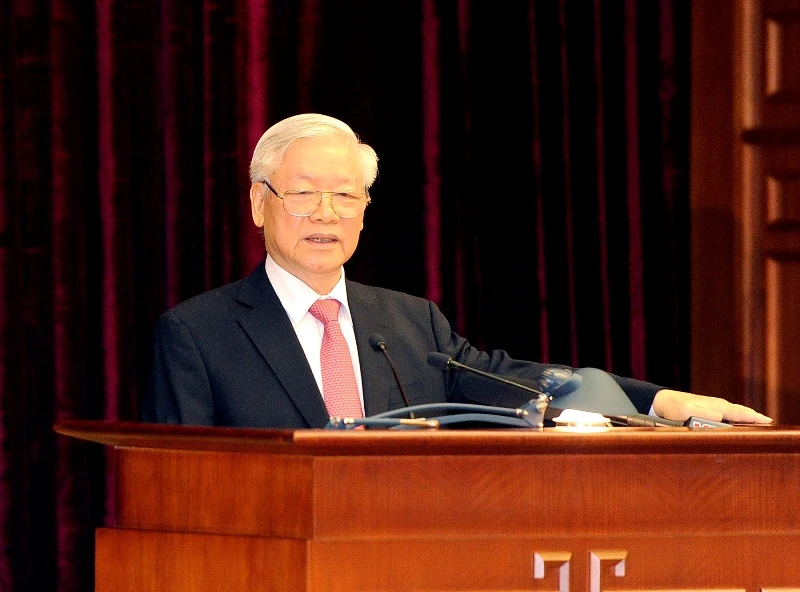 Tổng Bí thư, Chủ tịch nước Nguyễn Phú Trọng phát biểu khai mạc Hội nghị lần thứ 13 Ban Chấp hành Trung ương Đảng khóa XII. (Ảnh: Đăng Khoa)