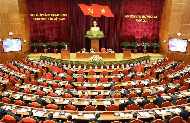 Quang cảnh phiên khai mạc Hội nghị lần thứ 13 Ban Chấp hành Trung ương Đảng khóa XII, ngày 5-10. Ảnh: TTXVN.